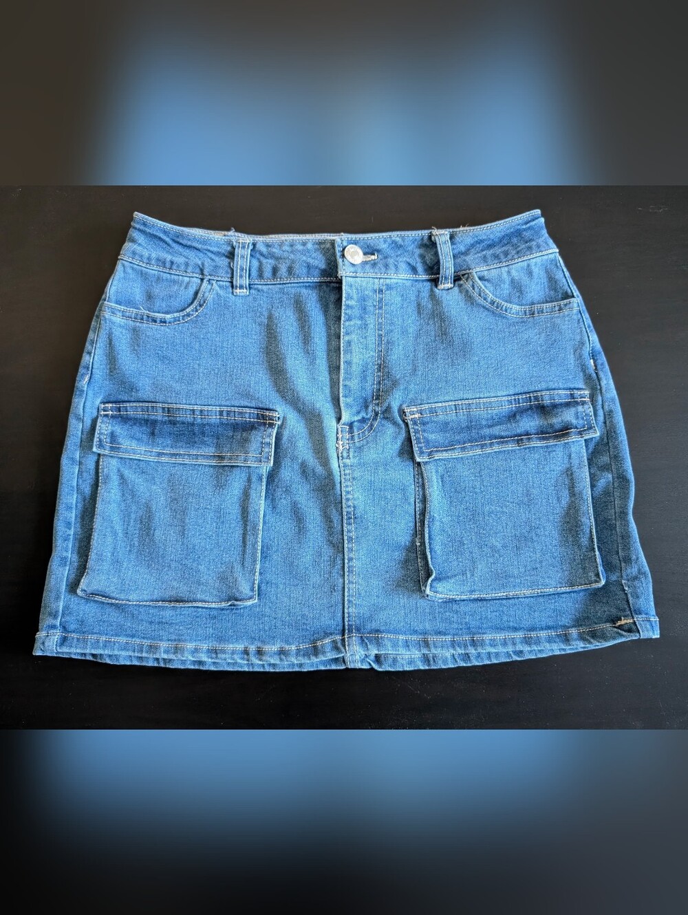 Love Tree Cargo Pocket Denim Mini Skirt - Blue
